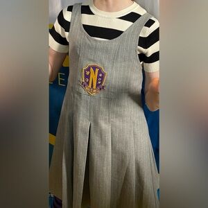 Zara girls gray jump Nevermore Wednesday Addams costume piece